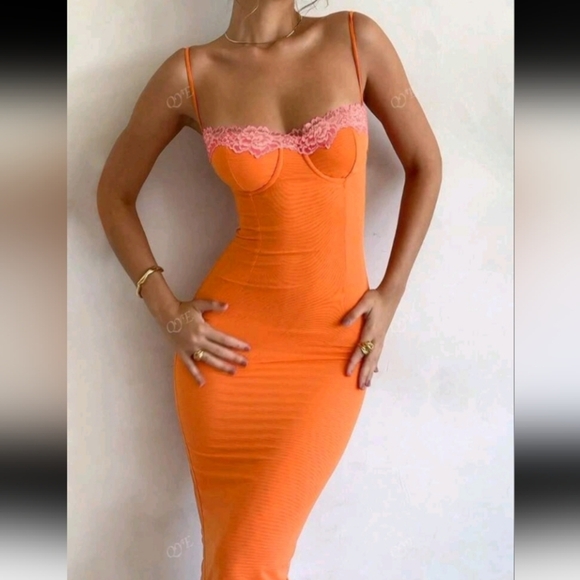 Women's Mesh Solid Color Lace Patchwork Bodycon Long Dresses, Grommet Eyelet - Picture 1 of 4